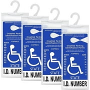 Handicap Parking Placard Holder Cover, Disabled Parking Permit with Large Hanger for Autos, Pack of 4 By XINYUAN