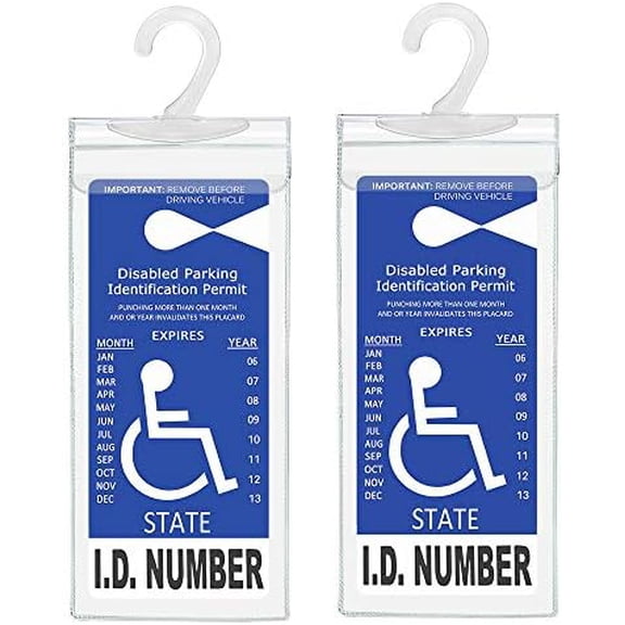 Handicap Parking Placard Holder, Ultra Transparent Disabled Permit Protective Cover with Large Hanger by Tbuymax (Set of 2)