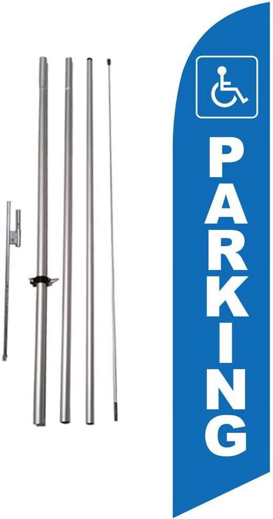 Handicap Parking Sign 15 foot Outdoor Feather Banner Flag Sign with Pole and Ground Spike
