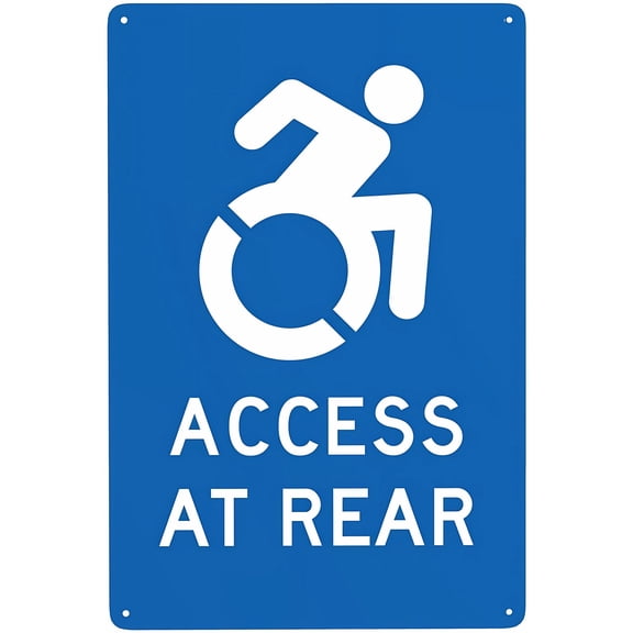 Handicap Parking Sign (Access at Rear with Symbol) - 8"x12" Metal Security Tin Warning Sign, Accessibility Decor for Street Business Home Parking Lot