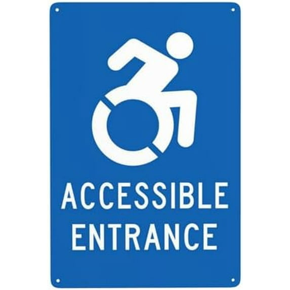 Handicap Parking Sign, Accessible Entrance With Symbol Metal Warning Signs, Cautions Tin Sign, Signs for Street Business Wall Decor 8 x 12 Inch