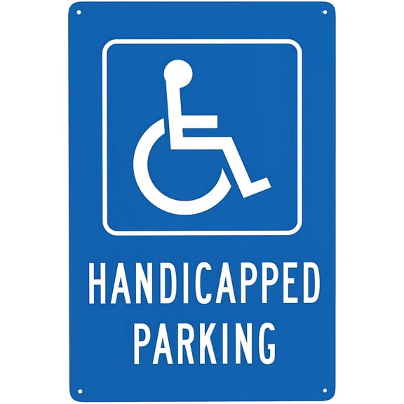 Handicap Parking Sign (Handicapped) - 8"x12" Metal Security Tin Warning Sign, Accessibility Decor for Street Business Home Parking Lot