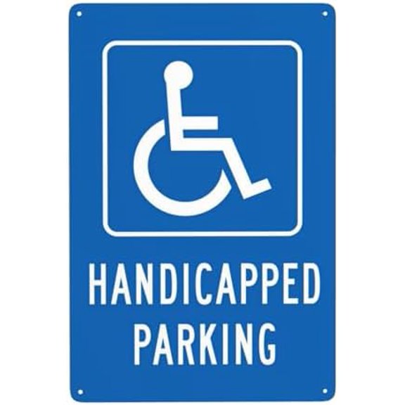 Handicap Parking Sign, Handicapped Metal Warning Signs, Cautions Security Tin Sign, Safety Signs for Street Business Wall Decor 8 x 12 Inch