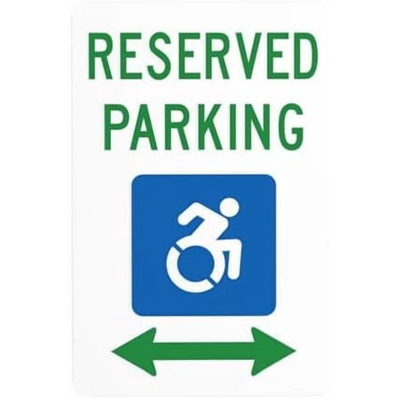 Handicap Parking Sign, Reserved Parking Access Symbol And Bidirectional Arrow Metal Warning Signs, Cautions Tin Sign, Signs for Street Business Wall Decor 8 x 12 Inch