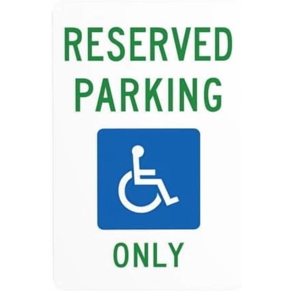 Handicap Parking Sign, Reserved Parking Only With Handicapped Symbol Metal Warning Signs, Cautions Tin Sign, Signs for Street Business Wall Decor 8 x 12 Inch