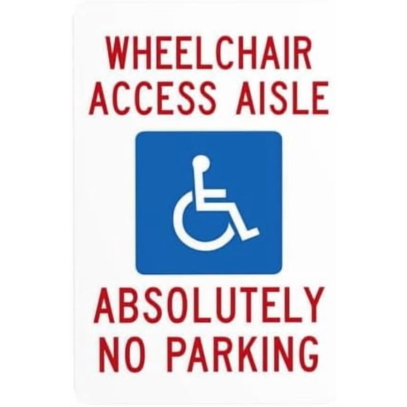 Handicap Parking Sign, Wheelchair Access Absolutely No Parking Metal Warning Signs, Cautions Tin Sign, Signs for Street Business Wall Decor 8 x 12 Inch