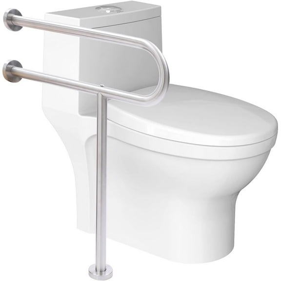 Handicap Rail Grab Bar, Wall Mount Toilet Safety Rail, Bathroom Safety Support Assist Bar for Disabled and Elderly, 304 Stainless Steel Handrail, Up to 75kg, 23.6 * 28.8in