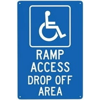 Handicap Ramp Access Drop Off Area Metal Warning Signs, Cautions Security Tin Sign, Safety Signs for Street Business Wall Decor 8 x 12 Inch