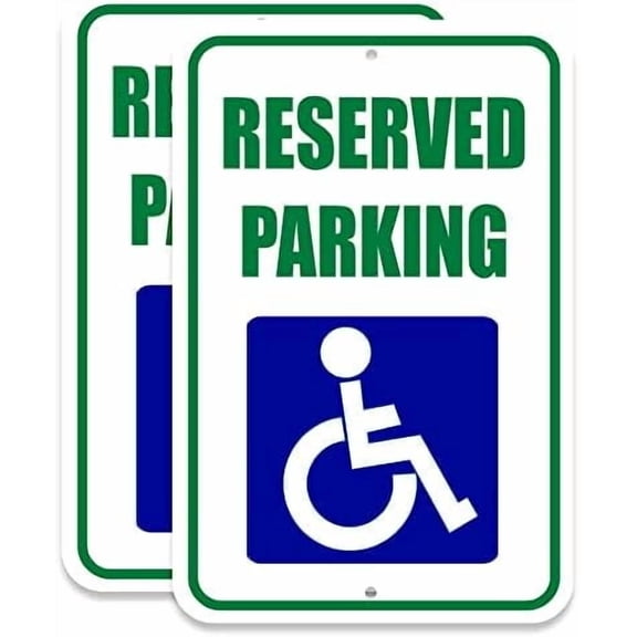 Handicap Reserved Parking Signs - 2-Pack 8x12 Disabled Parking Sign with Pre-Drilled Holes and UV Protection for Outdoor