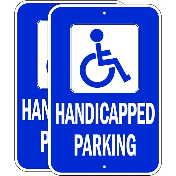Handicap Sign, () 18 x 12 inch Aluminum Metal Sign, Heavy Duty and Highly Reflective