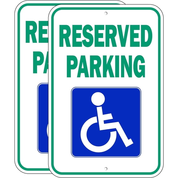 Handicap Sign, (2 Pack) 18 x 12 inch Aluminum Metal Sign, Heavy Duty and Highly Reflective