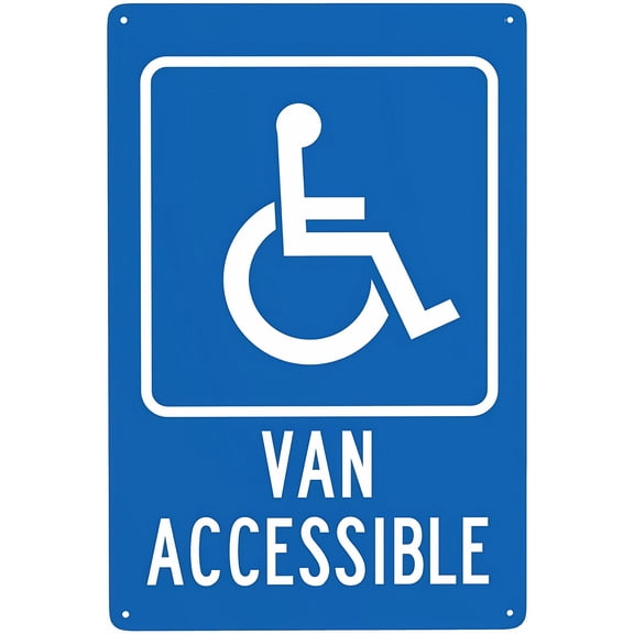 Handicap Van Accessible Parking Sign - 8"x12" Metal Security Tin Warning Sign, Accessibility Decor for Street Business Home Parking Lot