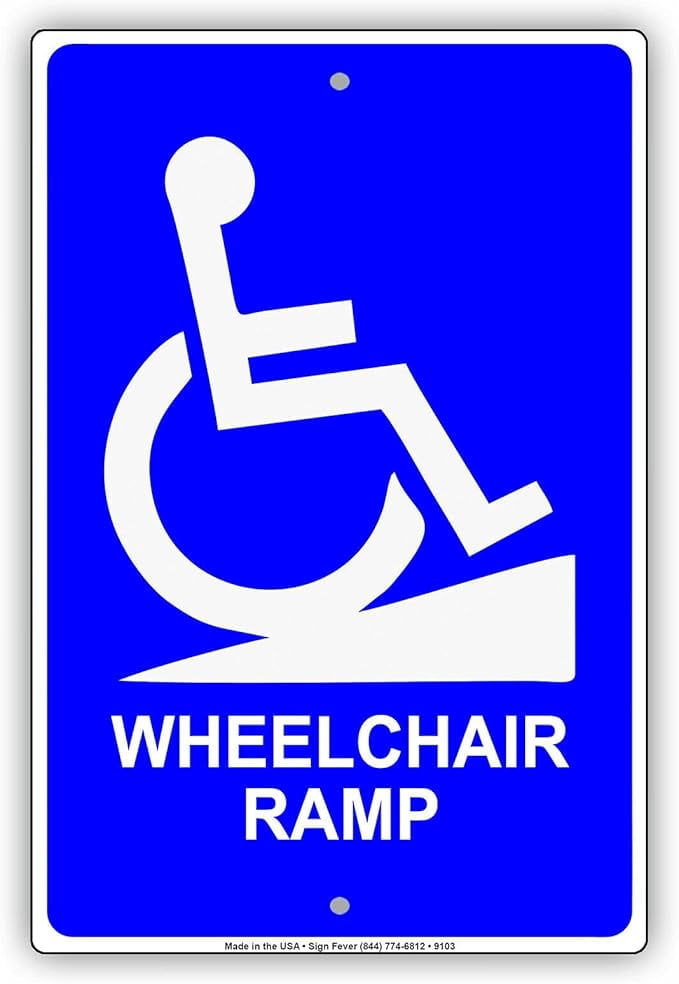 Handicap Wheelchair Ramp Wall Art Decor Novelty Notice Tin Metal Sign ...