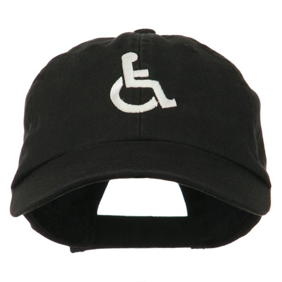 Handicapped Logo Embroidered Pigment Dyed Cotton Cap - Black OSFM