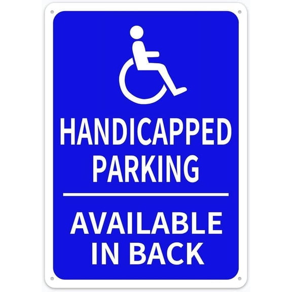Handicapped Parking, Available in Back Rustic 8"x12" Metal Tin Sign - Outdoor & Home Wall Decor for Cafe, Bar & Kitchen