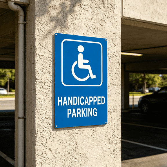 Handicapped Parking Sign Metal Reflective Surface 12Inch Engineer Grade Parking Lot Outdoor Wall Mount Assembly Required For Daily Use Commercial Residential Properties Display Warning Marking