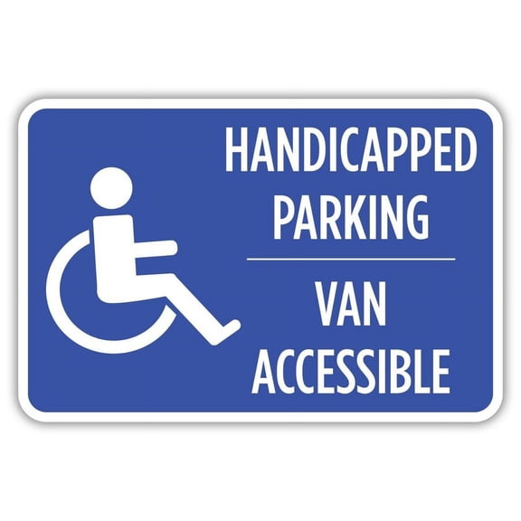 Handicapped Parking Van Accessible Metal Aluminum Sign Size: 8 x 12 Inch
