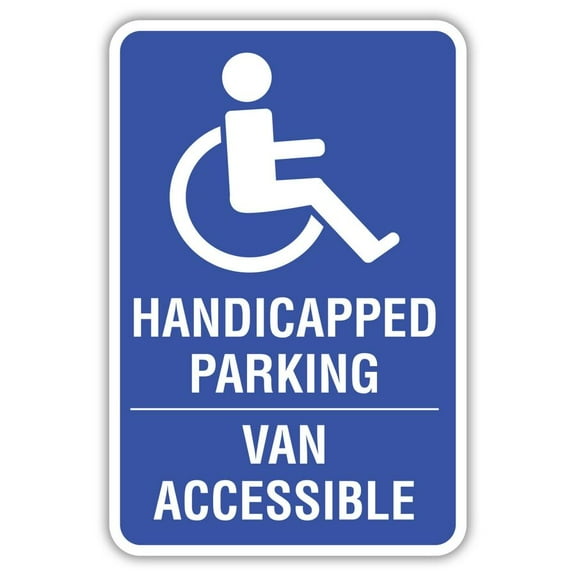 Handicapped Parking Van Accessible Metal Sign Size: 16 x 12 Inch