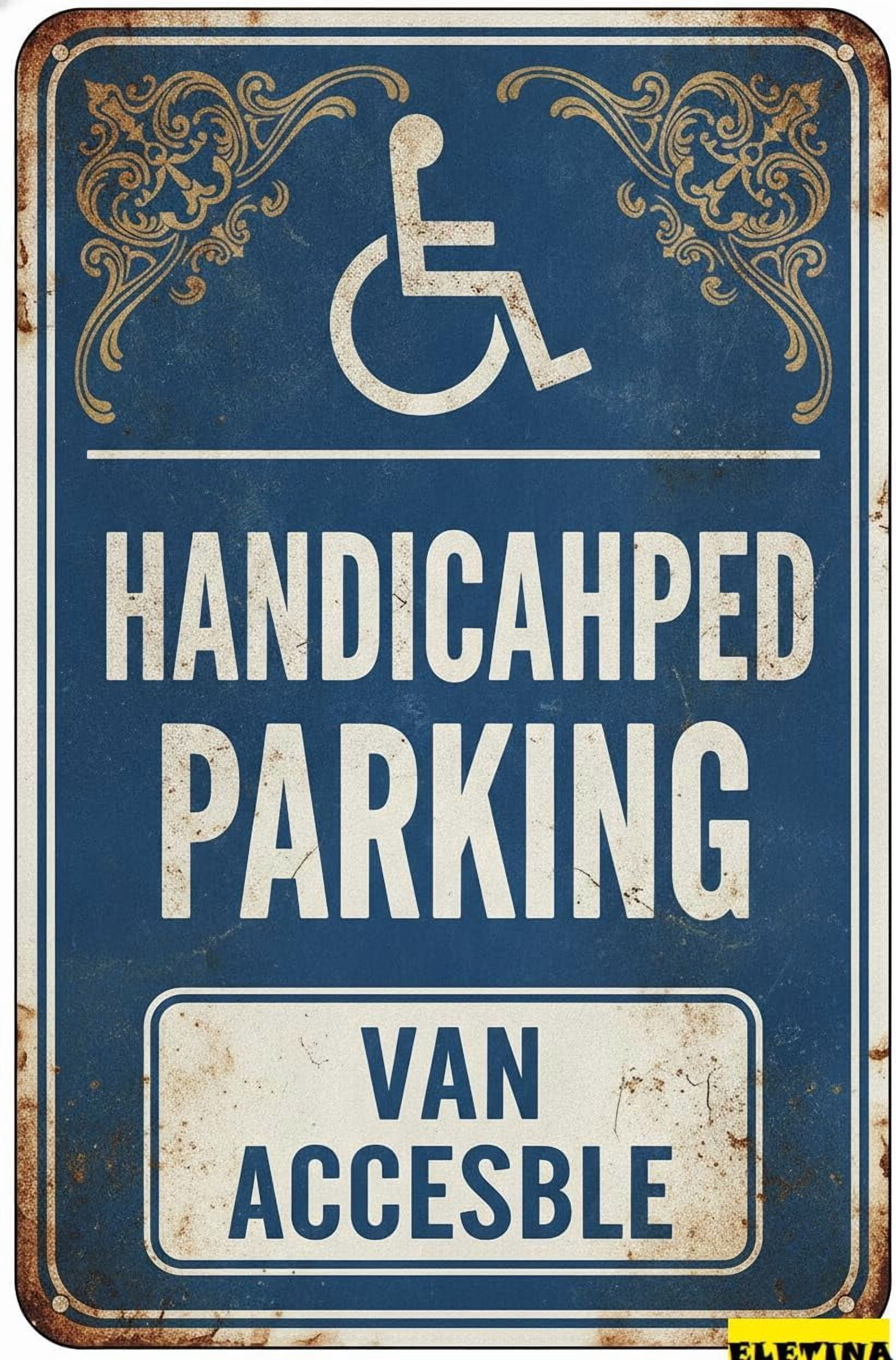 Handicapped Parking Van Accessible Metal Vintage Street Security Sign ...