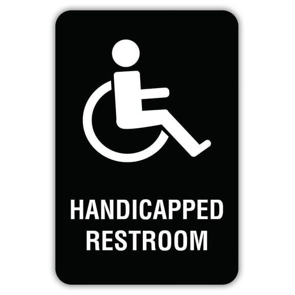 Handicapped Restrooms Metal Aluminum Sign Size: 16 x 12 Inch