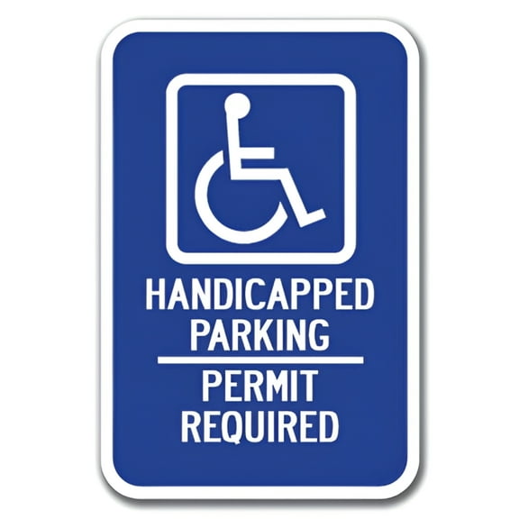 Handicapped Symbol with Handicapped Parking Permit Required Sign 12" x 18" Heavy Gauge Aluminum Signs