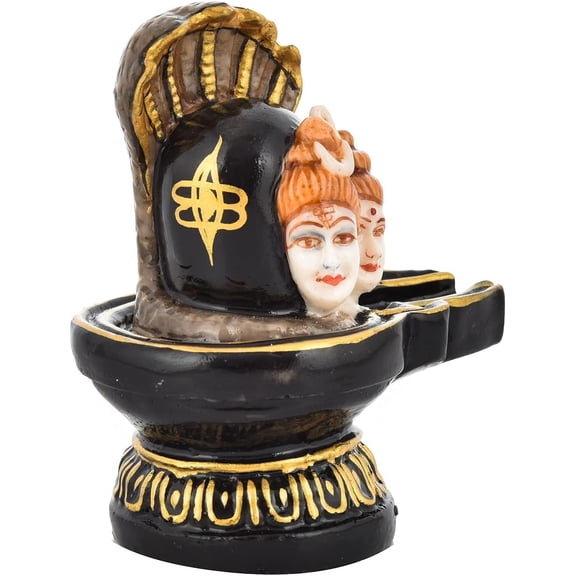 Handicraft Shivling with Vasuki Naag Statue Sculpture Showpiece for Car Dashboard Home Office, 4x1.5 inch