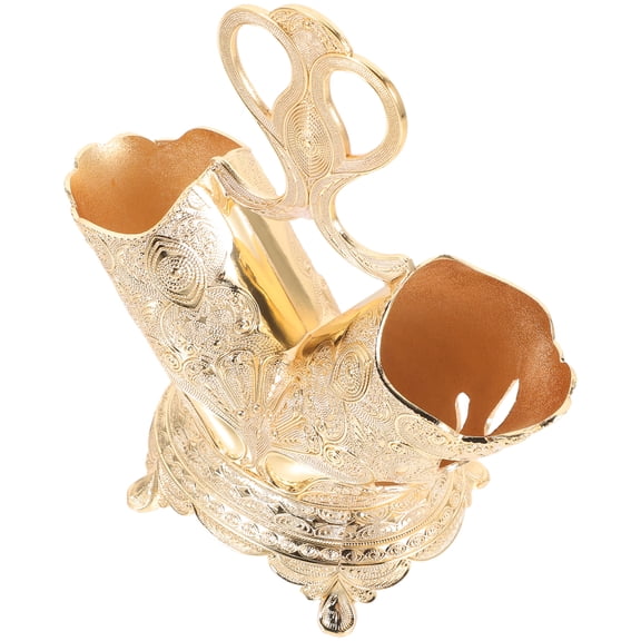 Golden Zinc Alloy Chopstick and Fork Holder for Home Use with Elegant Design and Counter Storage