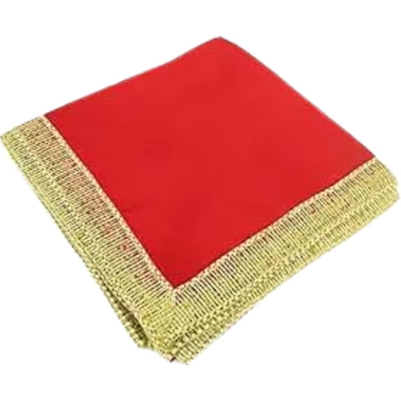 Handicrafts 1 Meter Red Silk Satin Altar Cloth Table Chowki Aasan Gift for God Pooja
