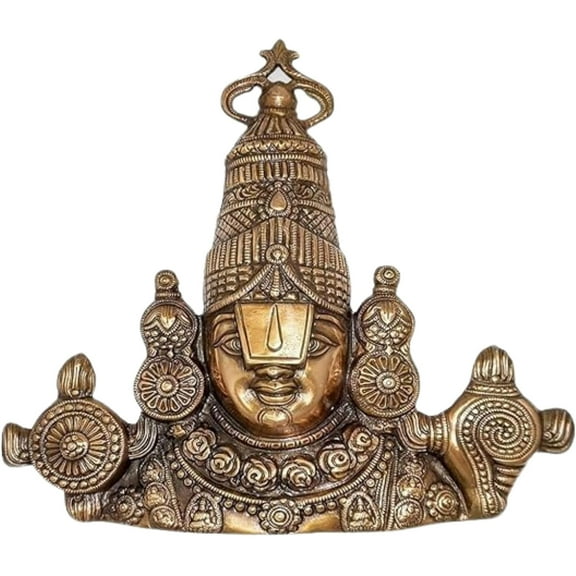 Handicrafts Decorative Lord Sri Venkateswara Balaji Face Wall Hanging Idol for Gift, Copper