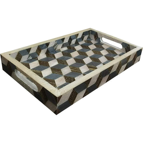 Handicrafts Home 12x8 3D Resin Decorative Tray Breakfast Coffee Table Top Vintage Handmade Serving Tray