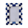 thumbnail image 1 of Handicrafts Home 4x6 Picture Frame Blue & White, Scalloped Bone Inlay Photo Frame, Handmade Decorative Picture Frame for Wall or Tabletop, Coastal Modern Home Decor, 1 of 8