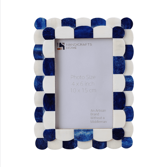 Handicrafts Home 4" x 6" Scalloped Picture Frame, Blue & White