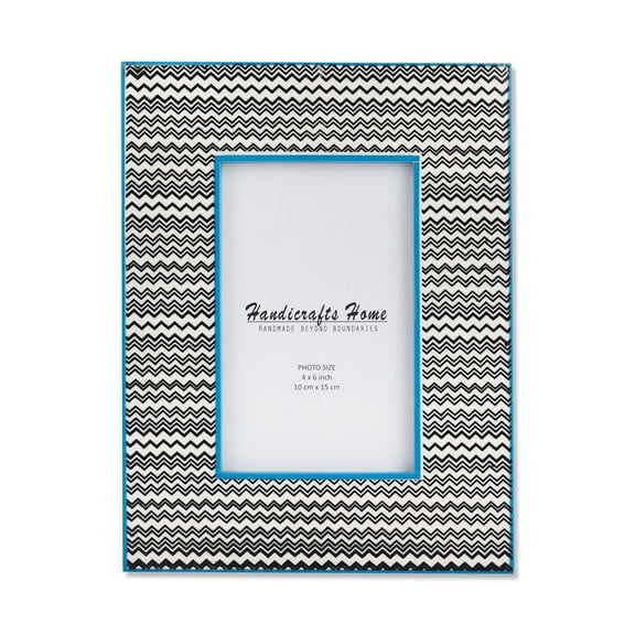 Handicrafts Home Rhythm Waves 4x6 Inch Picture Frame, Blue, Resin & Pine MDF, Easy Hang, Perfect for Living Room & Wall Decor