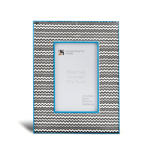 Handicrafts Home Rhythm Waves 4x6 Inch Picture Frame, Blue, Resin & Pine MDF, Easy Hang, Perfect for Living Room & Wall Decor