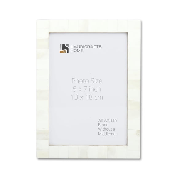 Handicrafts Home 5x7 Classic Bone Inlay Picture Frames Picture Frames, White