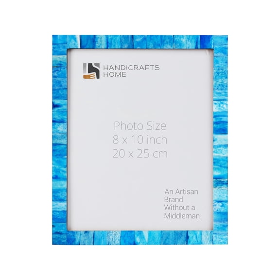 Handicrafts Home 8x10 Christmas Decor Turq Picture Frame - Bone Inlay Photo Frame for Valentines Day Gift, Farmhouse Wall Decor, Boho Shelf Decor, Vintage Home Decor & Living Room Wall Art C113