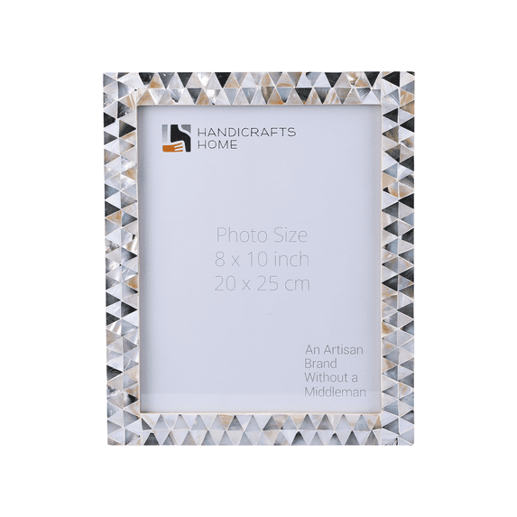 Handicrafts Home 8x10 Picture Frame, Wall & Tabletop Décor, Handmade Pearlescent Abyss Pattern, Vintage & Elegant Mother of Pearl Picture Frames for Living Room, Office & Home Decor – White & Black