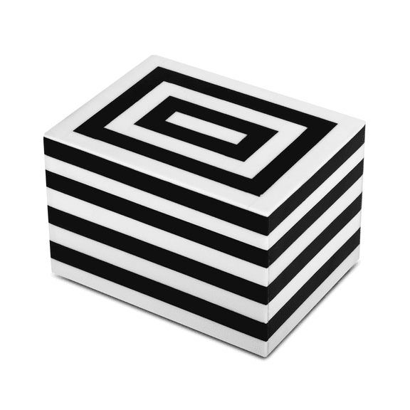 Handicrafts Home Concentrics Resin Inlay Decorative Jewelry Box, 6x4.5x4, Black and White