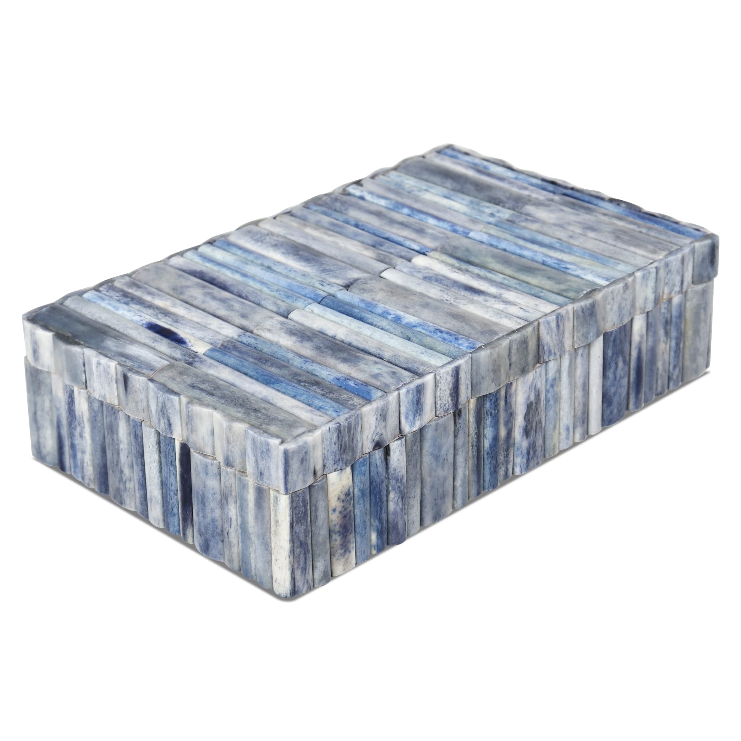Handicrafts Home Decorative Box - Handmade Jewelry Organizer Box with Lid - Keepsake Box for Home Decor, Jewelry, Accessories, Collectibles - Modern Wooden Storage Box - Ocean, 8X5X2 inch