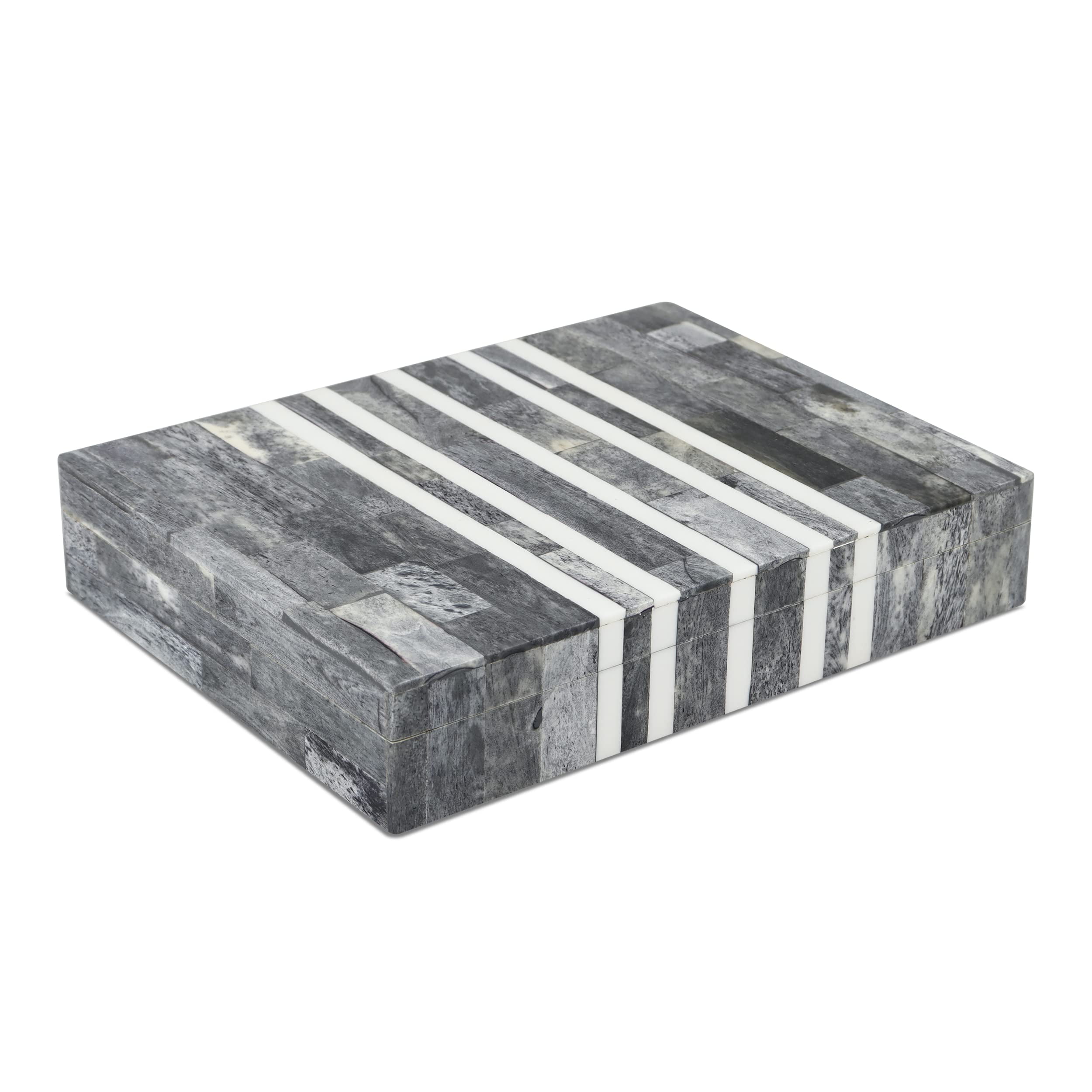 Cafe Gray Bone Inlay Wooden Jewelry Organizer Box