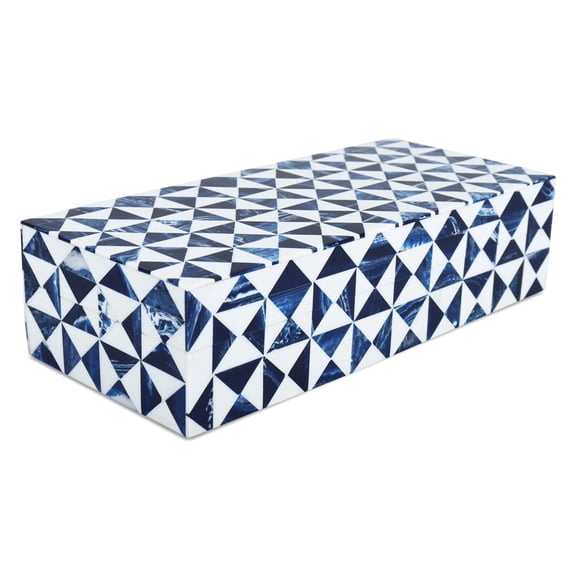Handicrafts Home Decorative Box with Lids Handmade Modern Keepsake Accessories Multipurpose Organizer 10x4.5x2.5, Marquet Indigo