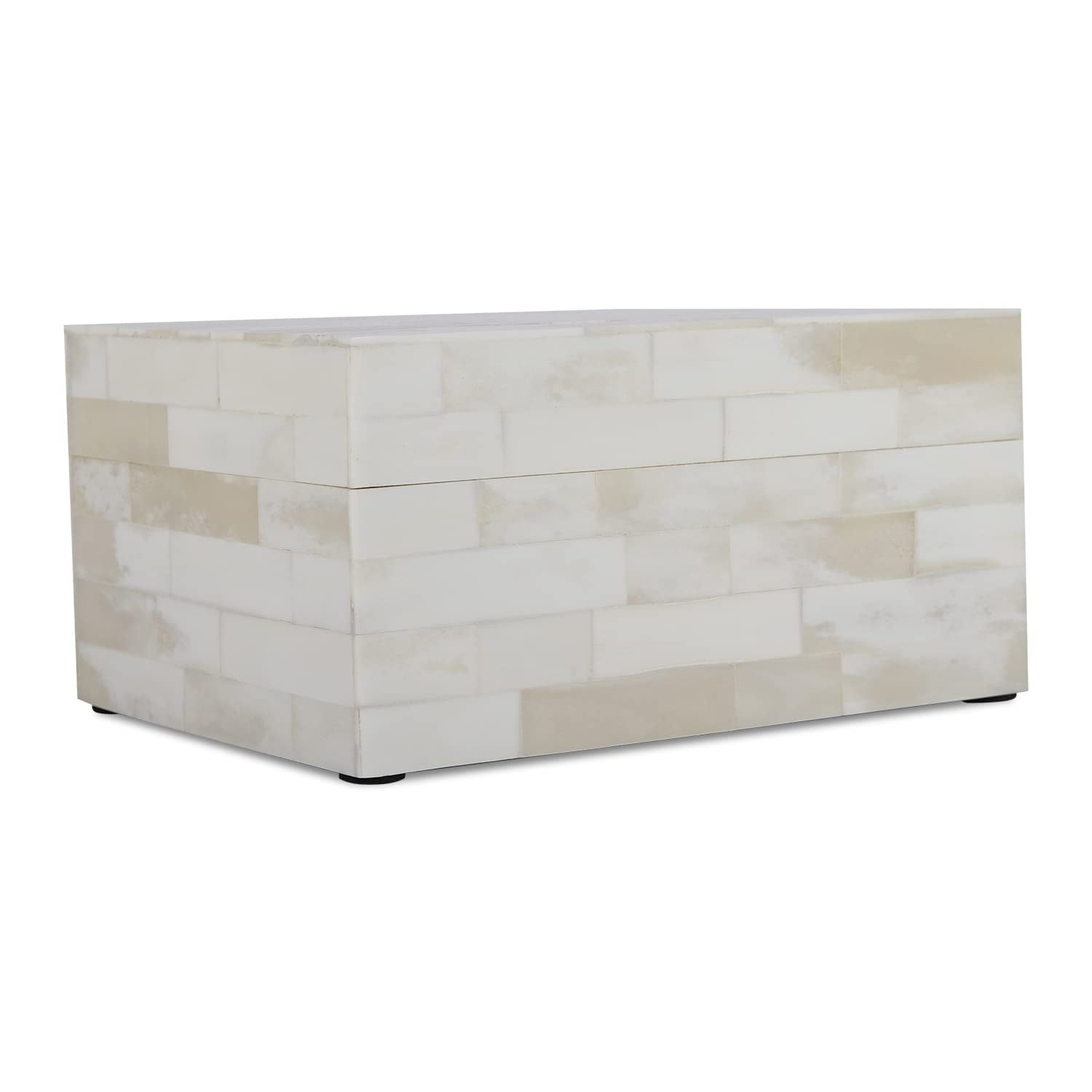 White Bone Inlay 10" x 5" x 5" Decorative Wooden Box