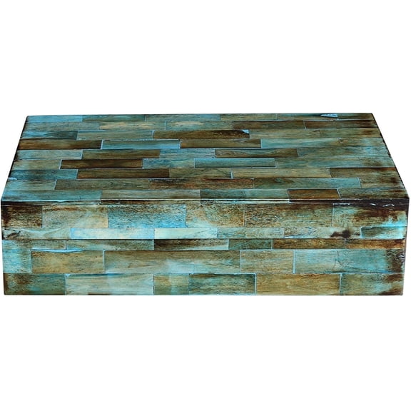 Handicrafts Home Handmade Verdigris Covered Inspired Decorative Tray - 10x6 Ottoman Tray, Multipurpose Bone Inlay Serving Tray for Living Room Dining Entertaining and Display