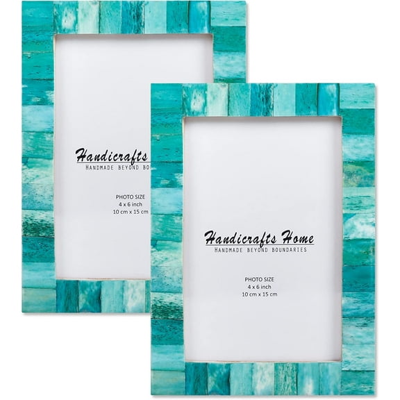 Handicrafts Home 4x6 Mother of Pearl Picture Frame Green 2-Pack