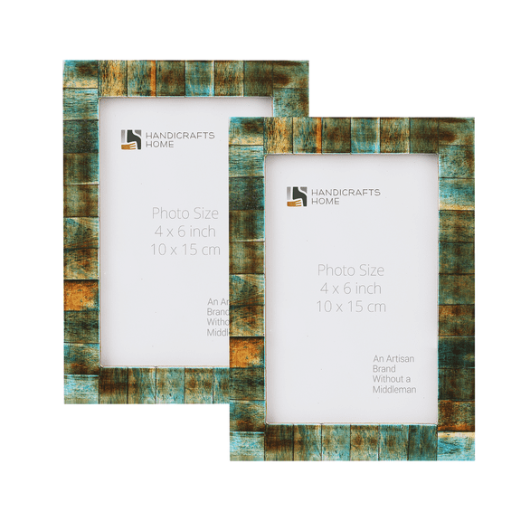 Handicrafts Home 4x6 Picture Frames Pack of 2 – Verdigris Collection Handcrafted Photo Frames, Perfect for Wall & Tabletop Display, Ideal Home Decor Gift