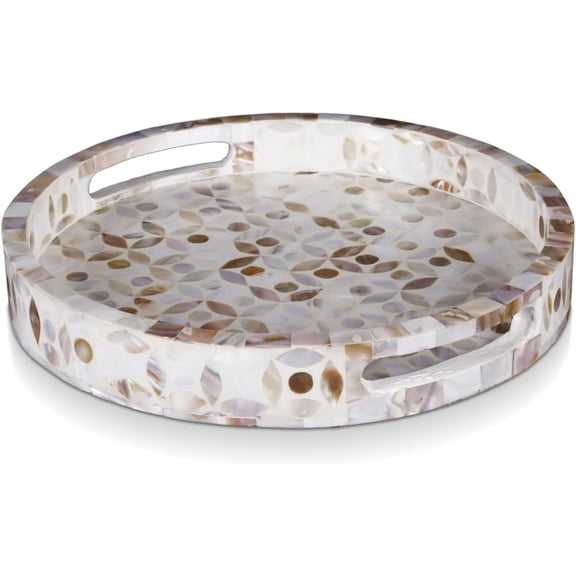 Handicrafts Home Handmade Jellij Pattern Inspired Decorative Tray - 11x17 Ottoman Tray, Multipurpose Resin Inlay Centerpiece Tray for Living Room Dining Entertaining and Display