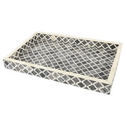 Handicrafts Home Handmade Wooden Tray- Multipurpose Decorative Centerpiece Tray, 11x17 Inches Grey White