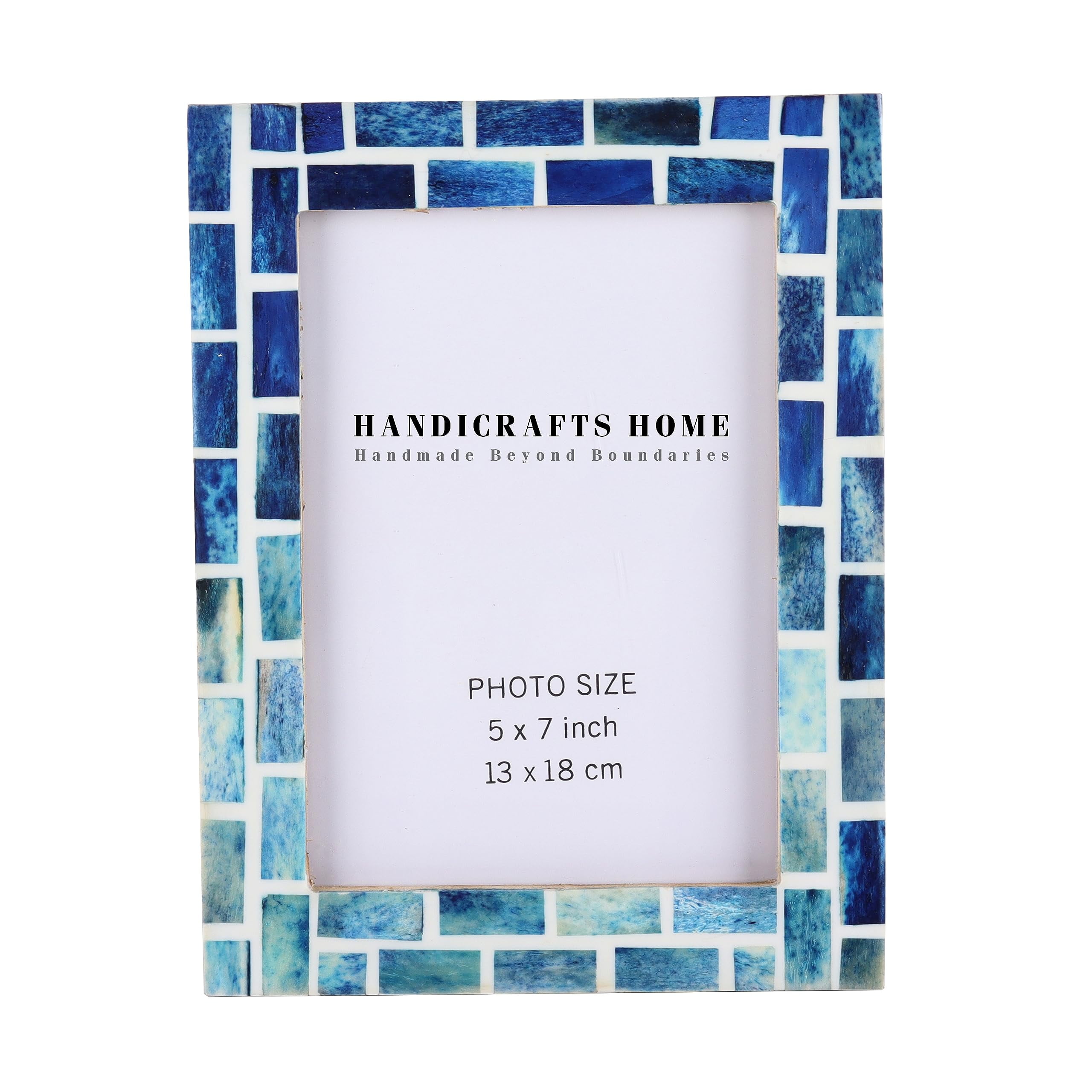 Blue and White Mosaic 5x7 Tabletop and Wall Picture Frame
