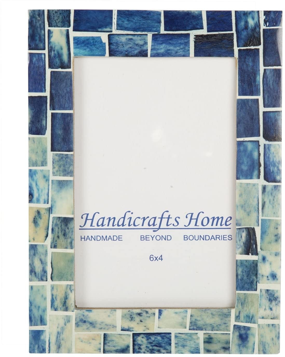 Handmade Blue Mosaic Bone Inlay 4x6 Photo Frame