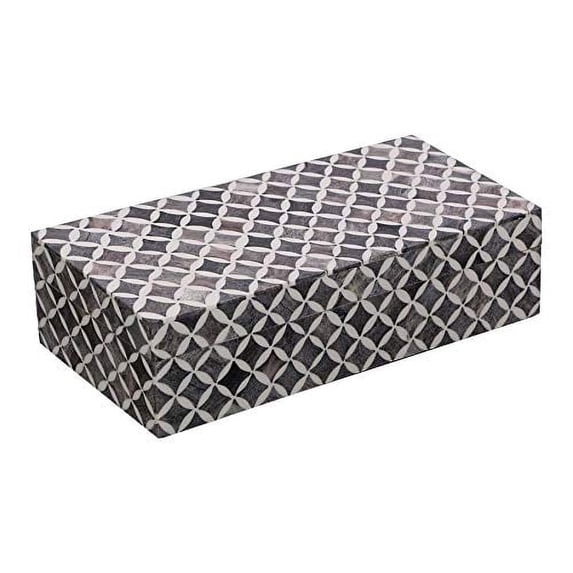 Handicrafts Home Slate White Star Bone Inlay Decorative Box with Lid- 10x2.5x1.5” Small Jewelry Organizer, Keepsake Centerpiece, Memory Box for Home Decor & Gifts